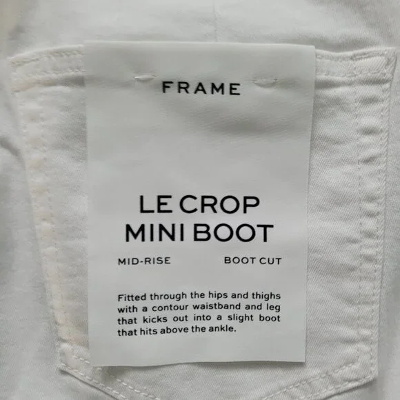 NEW FRAME DENIM Braid Waistband Le Crop Mini Boot Cut Jeans Size 28 - Picture 3 of 7